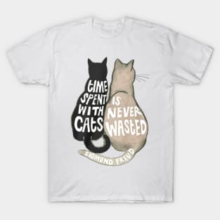 Time Spent With Cats Is Never Wasted Funny Tshirt For Lover Cat T-Shirt